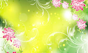 grunge green vector with red flower